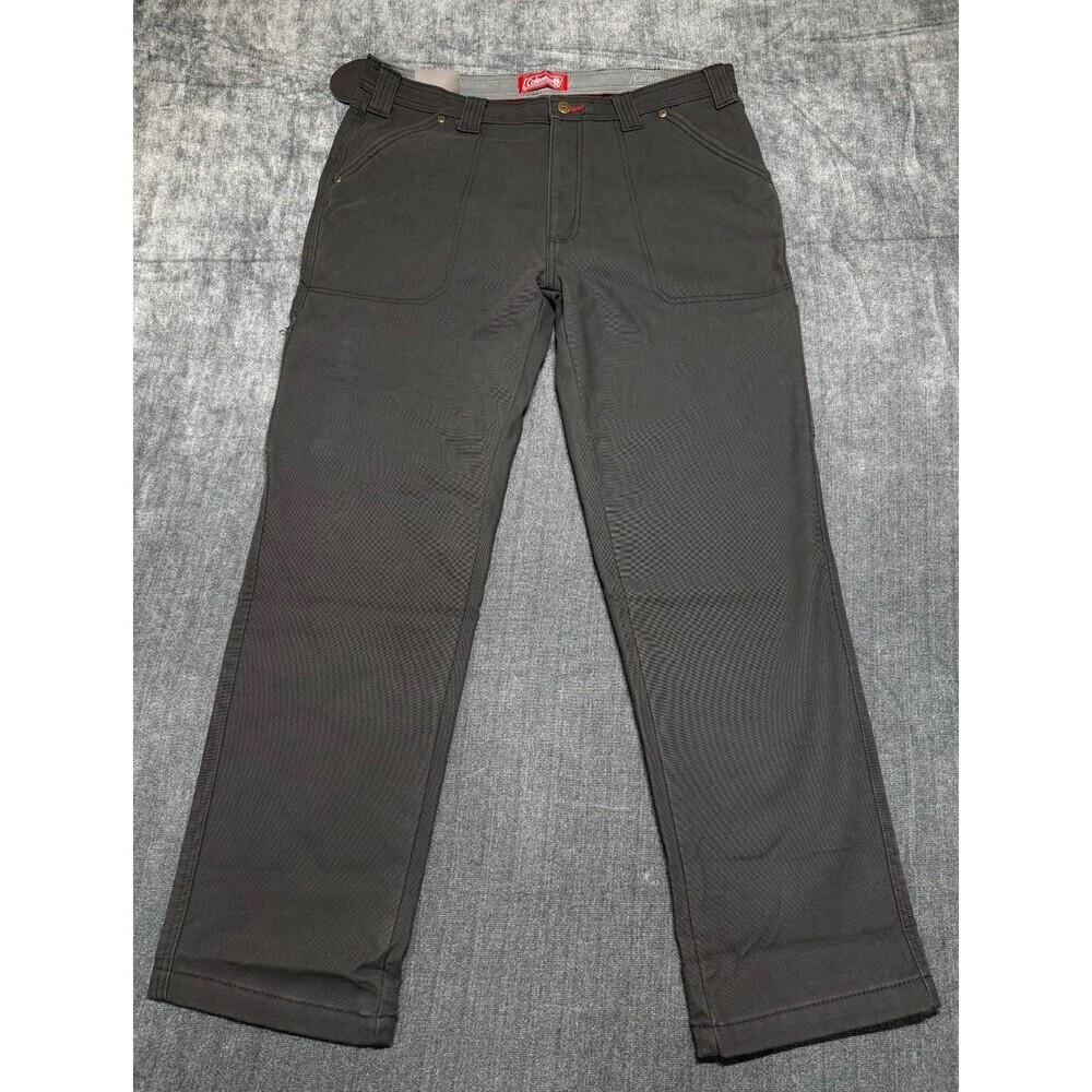 NWT Coleman Work Pants Men 36X32 Black Fleece Lined Straight Leg Pockets Pull-On